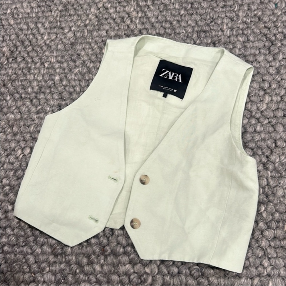Zara Mint Green Mini Suit Vest Jacket Size L